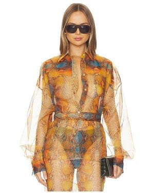 LAQUAN SMITH Oversized Boyfriend Shirt - Orange
