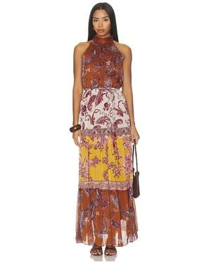 Hemant & Nandita Maxivestido Halter Neck Tiered Maxi Dress En Color Marrón Talla (También En M, S, Xl, Xs, Xxs) - Naranja