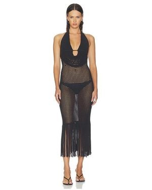 Halo Double Two-Toned Fringe Dress - Black