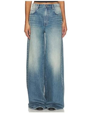 GRLFRND Pierna Ancha Luna Mid Rise Baggy En Color Denim-Medium Talla (También En 26, 25, 28, 29) - Azul