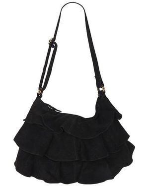 Free People Rae Ruffle Shoulder Bag - Black