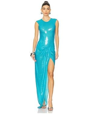 Alex Perry Sleeveless Sequined Gown - Blue