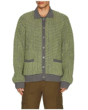 Isa Boulder Bubble Terry Towel Cardigan - Green