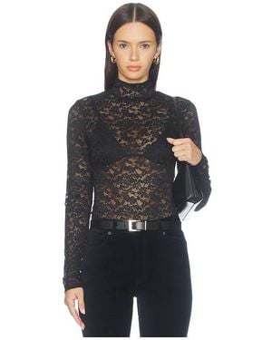 GOOD AMERICAN The Lace Turtleneck Bodysuit - Black
