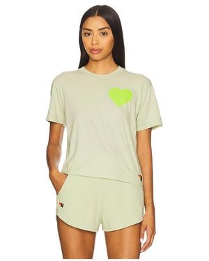 Aviator Nation Heart Print Boyfriend Tee - Yellow