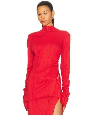 Jade Cropper Top Manga Larga En Color Rojo Talla (También En 36, 38, 40)