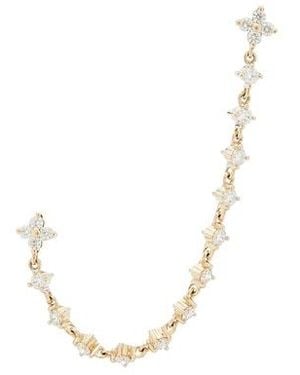 EF Collection Diamond Fleur Double Stud Earring - White