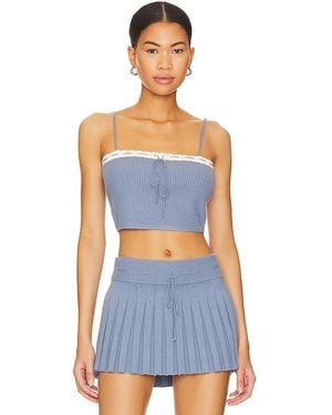 GUIZIO Cielo Rib Knit Top - Blue