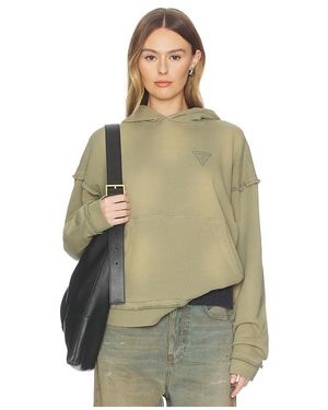 Guess Small Triangle Logo Boxy Hoodie - Natural