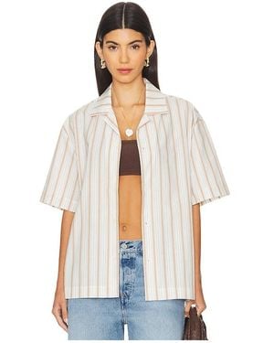 WAO Textured Stripe Camp Shirt - White