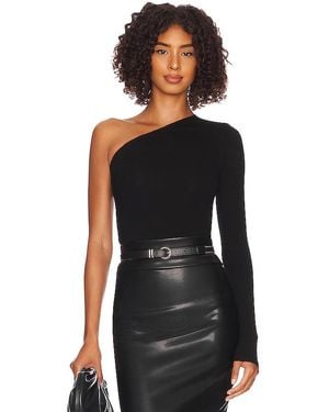 Enza Costa Silk Knit Angled One Shoulder Top - Black
