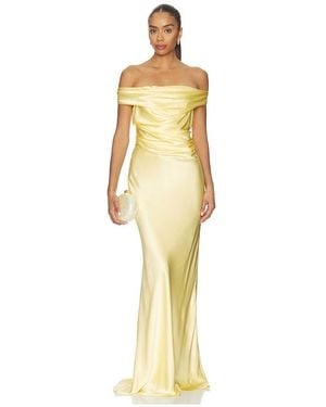 The Sei Vestido Largo Bardot En Color Amarillo Talla (También En 2, 4, 6, 8) - Metálico