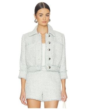 L'Agence Jia Crop 3/4 Sleeve Fringe Jacket - White