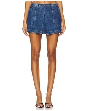 GRLFRND Pleated Denim Mini Skirt - Blue