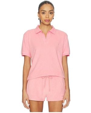 Hunza G Towelling Embroidered Polo - Pink