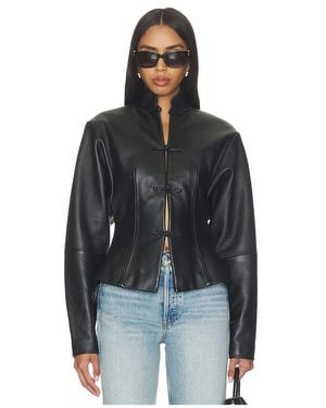 SAU LEE Anton Leather Tang Jacket - Black