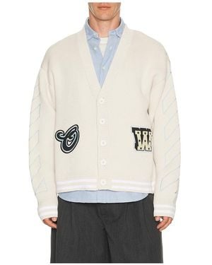 Off-White c/o Virgil Abloh Star Logo Varsity Knit Cardigan - White