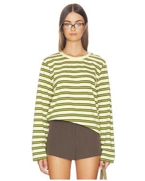 La Ligne Striped Long Sleeve Boyfriend Tee - Yellow