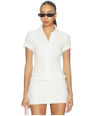 MORE TO COME Abril Button Up Top - White