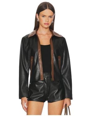 Central Park West Jacke Aus Lederimitat Atlas - Schwarz
