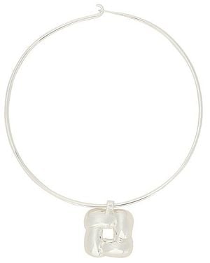 Jenny Bird Collar Gargantilla Woven Square En Color Plateado Metálico Talla