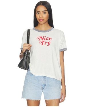 Daydreamer Nice Try Burnout Ringer Tee - White