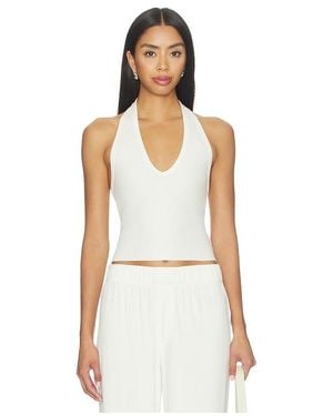 ÉTERNE Cropped Halter Top - White