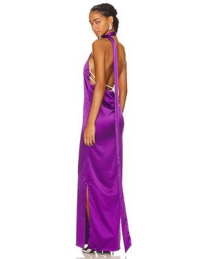 Khanums Kara Pearl Trim Maxi Dress - Purple