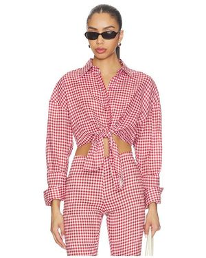 AEXAE Camisa De Lino Con Nudo Al Frente. En Color Rojo Talla (También En Xs, Xl)
