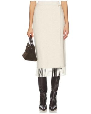 Polo Ralph Lauren Fringe Herringbone Wrap Skirt - Natural