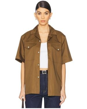 WAO Satin Western Short Sleeve Shirt - Green