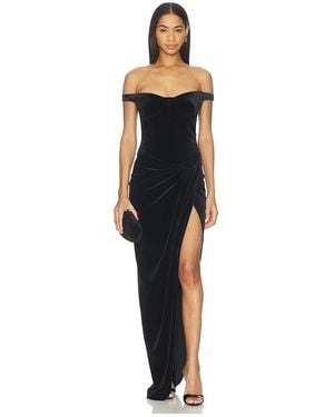 Alex Perry Off Shoulder Cupped Drape Gown - Black