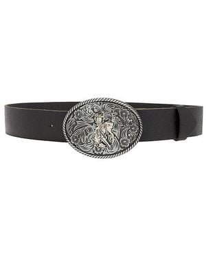 Lamarque Metal Buckle Leather Belt - Black
