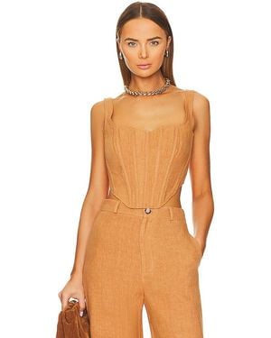 Bardot Linen Corset Bustier - Orange