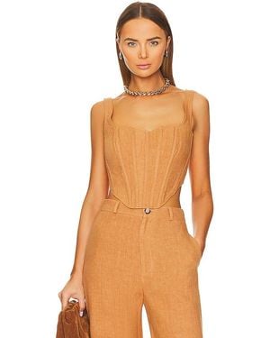 Bardot Linen Corset Bustier - Orange