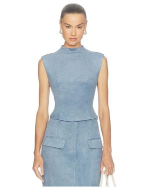 Odd Muse Faux Suede Sleeveless Top - Blue