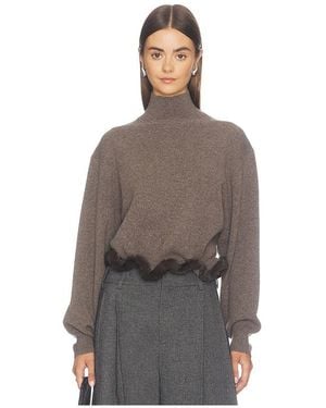Alexander Wang Turtleneck With Wired Faux Mink Trim - Brown