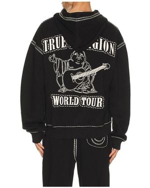 TRUE RELIGION Hoodie Mit Reissverschluss Super Qt - Schwarz
