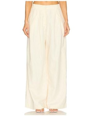 St. Agni Wide Leg Pleat Trousers - Natural