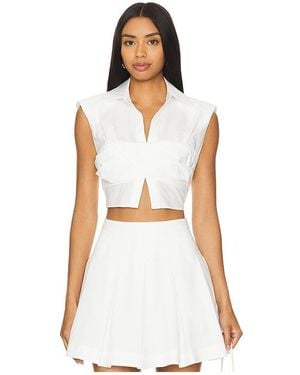 Jonathan Simkhai Emie Cropped Box Sleeve Top - White
