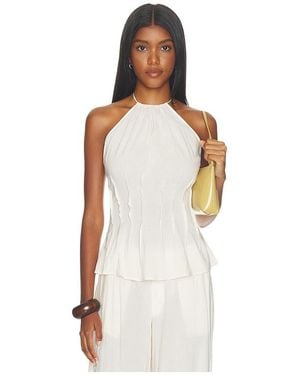 WeWoreWhat Pleated Halter Top - White