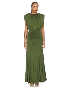 Self-Portrait Jersey Gathered Maxi Dress - Green