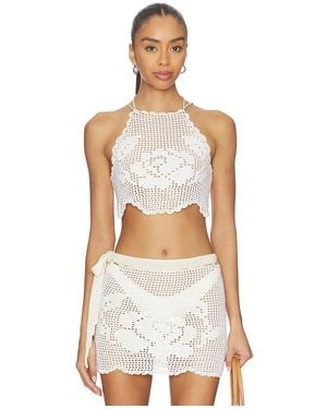 MY BEACHY SIDE Isla Hand-Crocheted Top - White