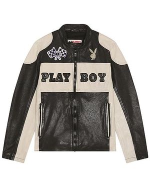 Playboy Anderson Leather Jacket - Black