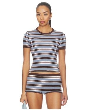 Lovers + Friends Haize Stripe Short Sleeve Tee - Blue