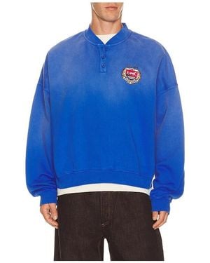 Siegelman Stable Crest Patch Henley Shirt - Blue