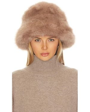 Jocelyn Oversized Faux Fur Bucket Hat - Natural