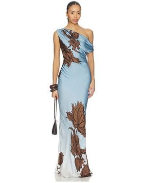 Rococo Sand One Shoulder Maxi Dress - Blue
