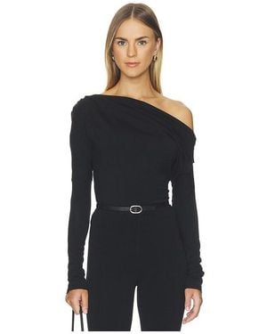 The Line By K Jana Long Sleeve Draped Top - Black