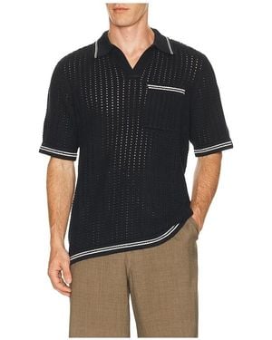 Rag & Bone Poloshirt Aus Häkelware Johnny - Schwarz